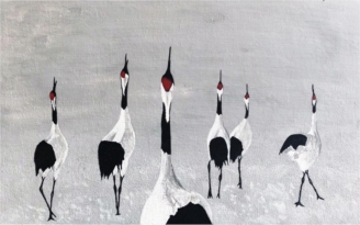 Red Crowned Crane In Snow