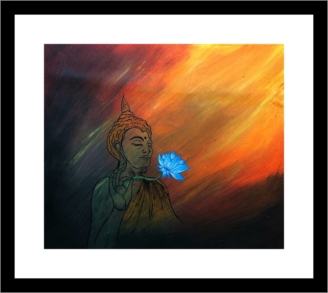 Buddha Abstract With Blue Lotus