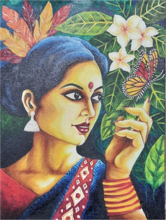 Woman with butterfly