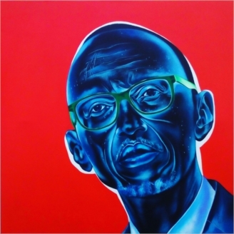 Paul Kagame Green glass